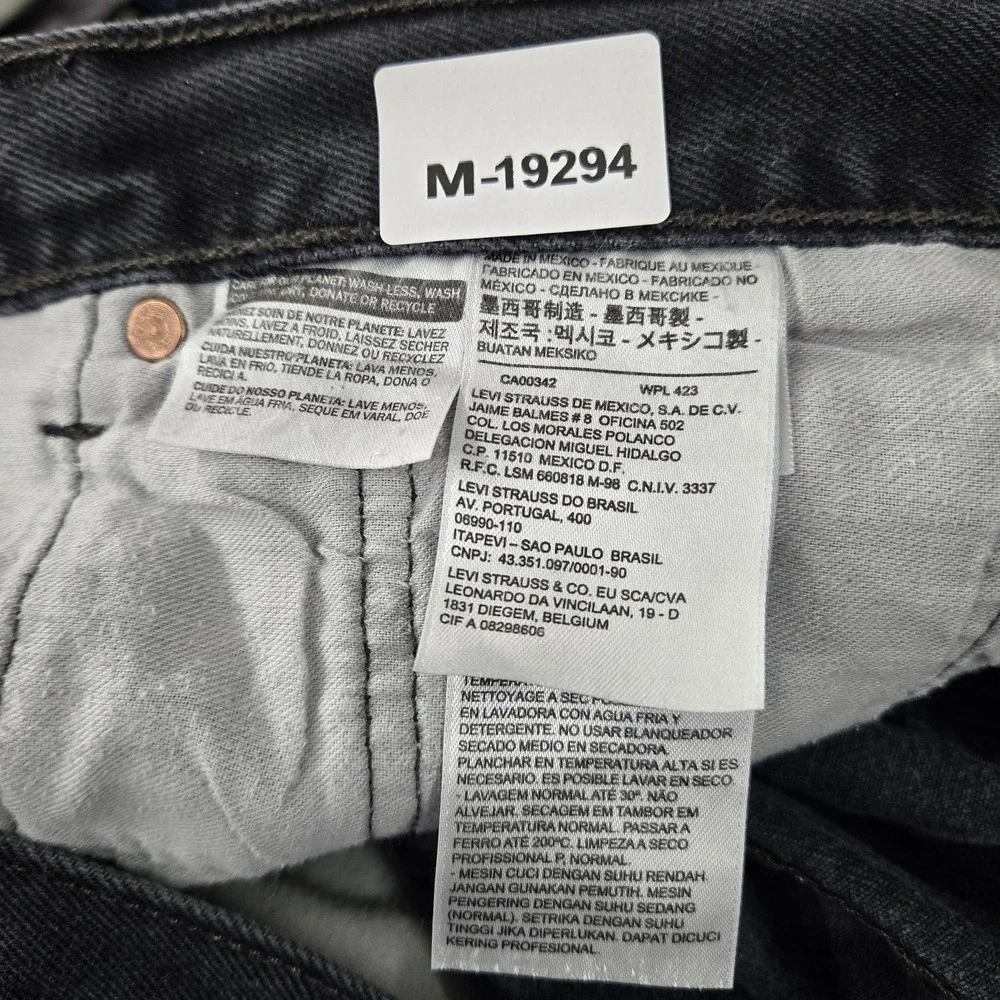 Levi's 501 Men Jeans 38X30‎ Black Denim Original Fit Straight Leg 28.5